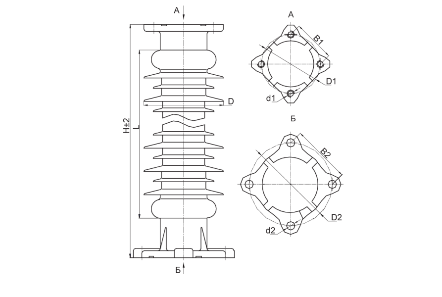 Изоляторы опорные полимерные типа ОСК 12,5-110 на напряжение 110 кВ 